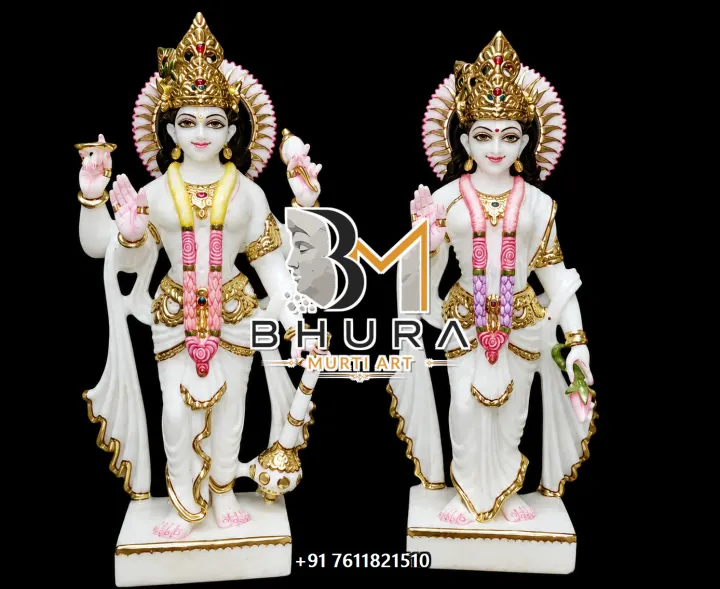 Premium Vishnu Laxmi Marble Statue Collection handcrafted statue