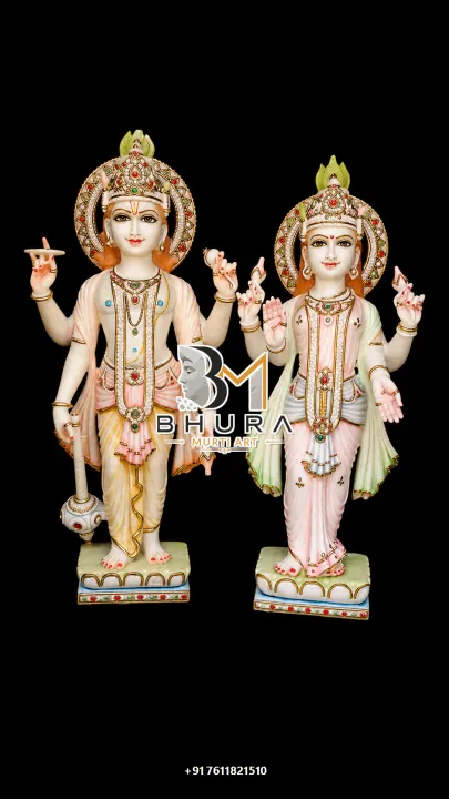Blessing Pose Vishnu Laxmi Marble Statue Collection handcrafted statue