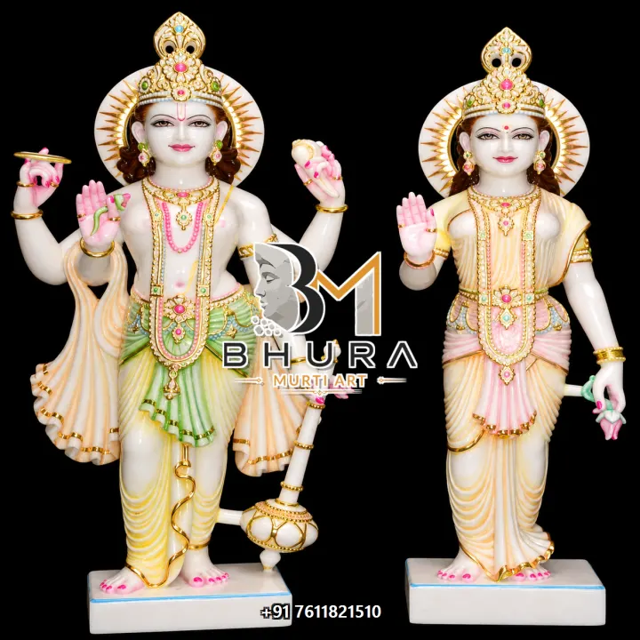 Elegant Vishnu Laxmi Marble Statue Collection handcrafted statue
