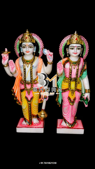 Artistic Vishnu Laxmi Marble Statue Collection handcrafted statue