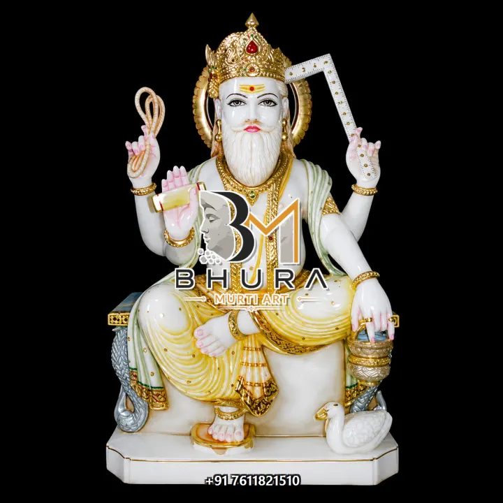 Lord Vishvakarma Golden Dhoti Tools Murti handcrafted statue