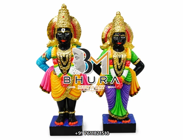 Vitthal Rukmini Multicolour Royal Stone Set handcrafted statue