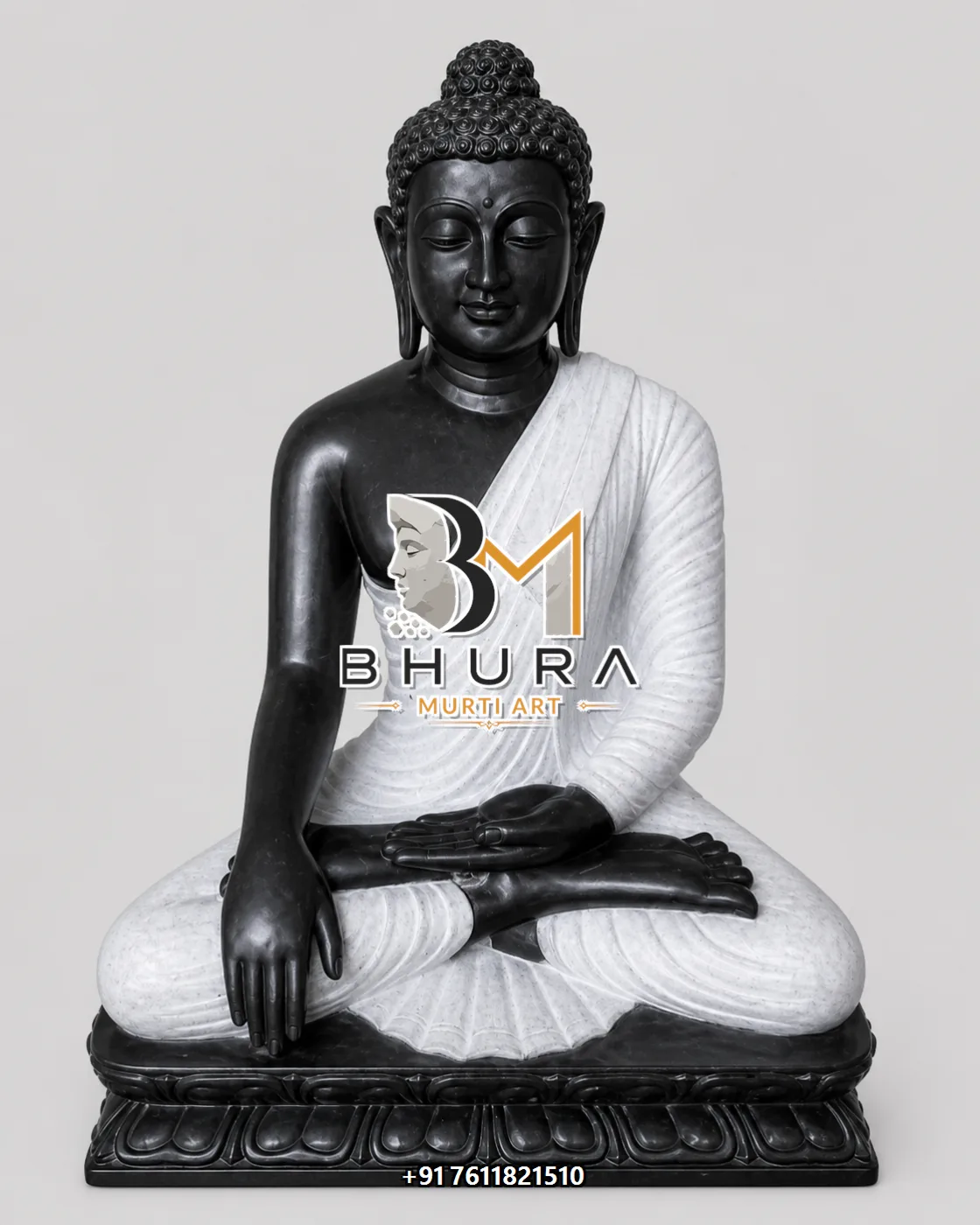 Black Stone Meditation Buddha Statue Collection - handcrafted stone design view 3
