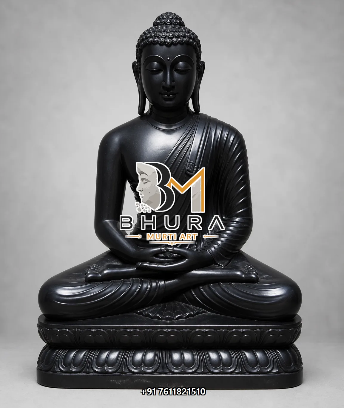 Handcrafted Black Buddha Sculpture Collection - handcrafted stone design view 2