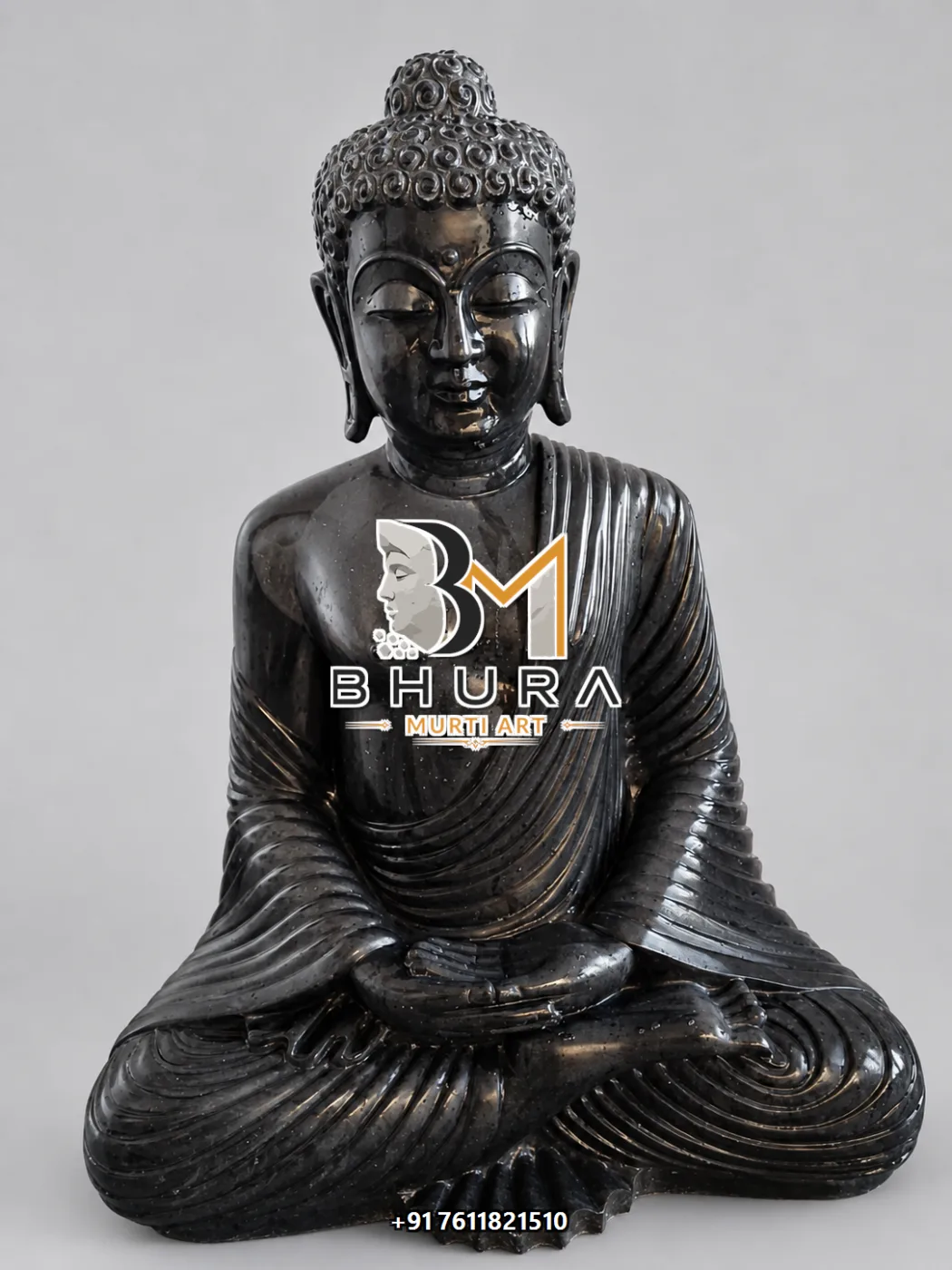 Handcrafted Black Buddha Sculpture Collection - handcrafted stone design view 3