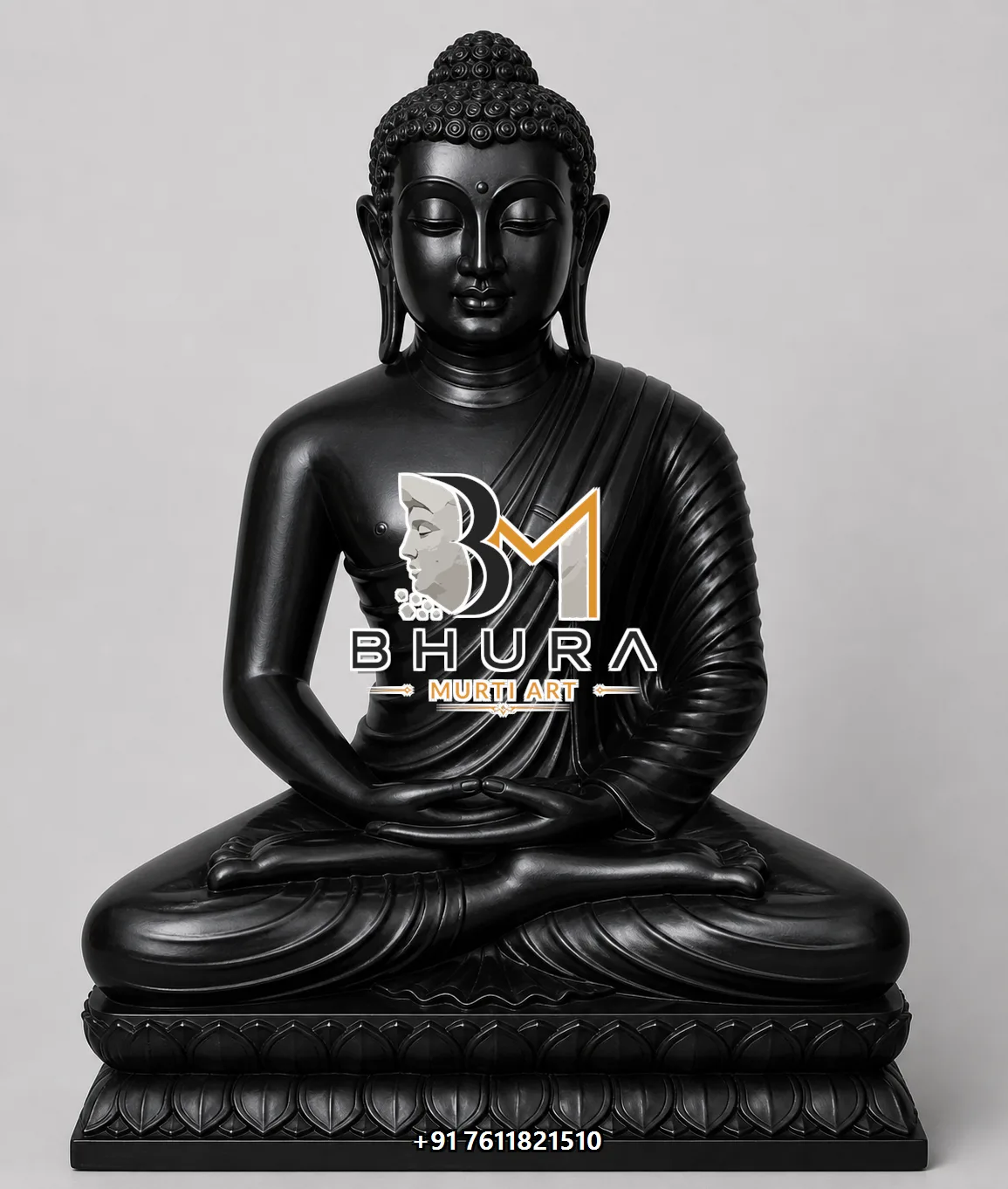Handcrafted Black Buddha Sculpture Collection - handcrafted stone design view 4
