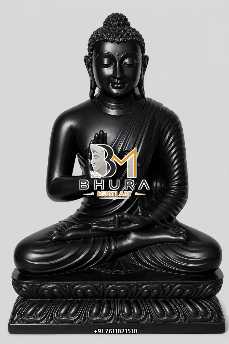 Handcrafted Black Buddha Sculpture Collection - handcrafted stone design view 5