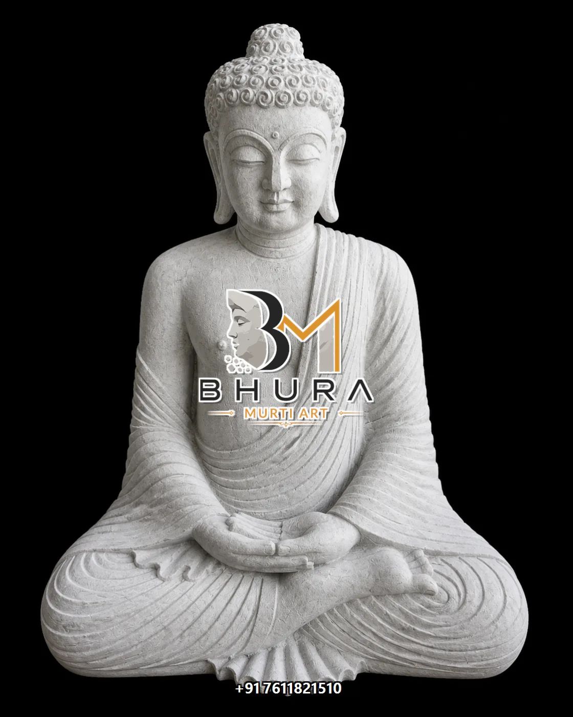 Gray Stone Buddha Meditation Statue Collection - handcrafted stone design view 2