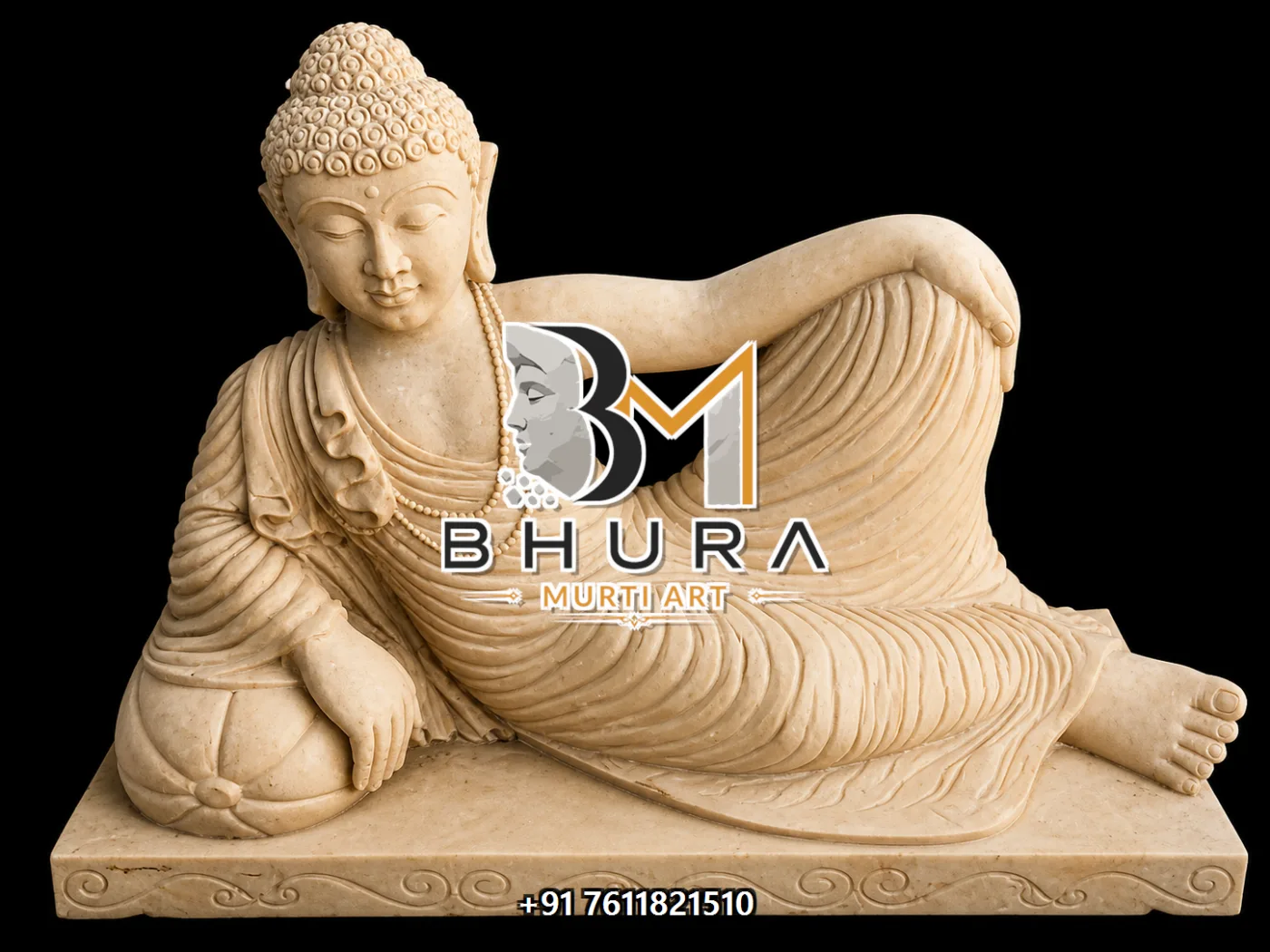 Hand-Carved Sandstone Buddha Sculpture Collection - handcrafted stone design view 3