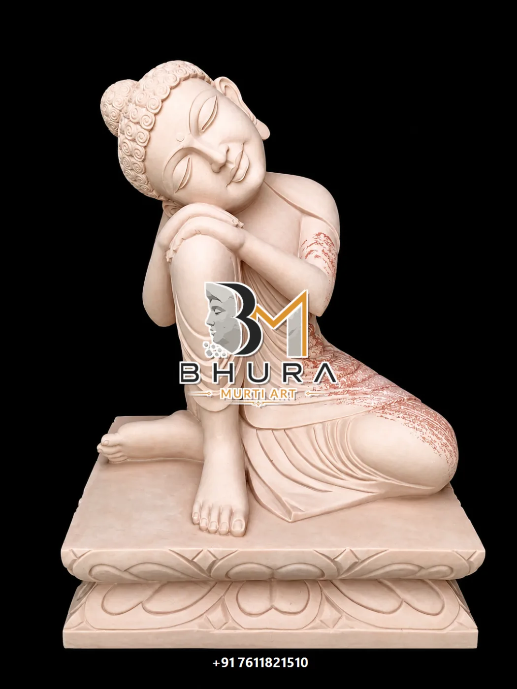 Hand-Carved Sandstone Buddha Sculpture Collection - handcrafted stone design view 4
