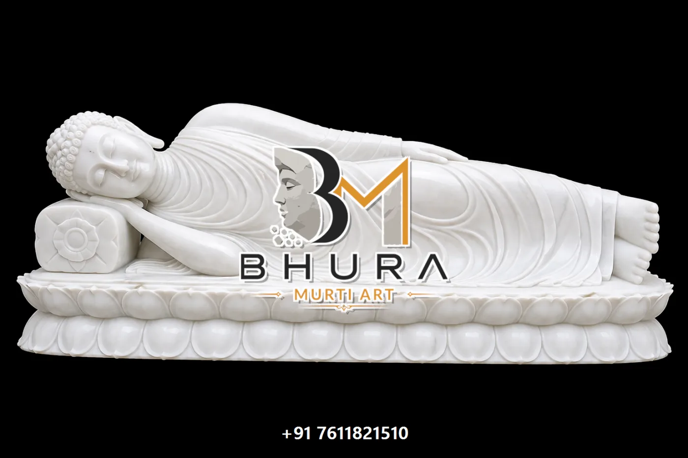 White Marble Meditation Buddha Statue Collection - handcrafted stone design view 2