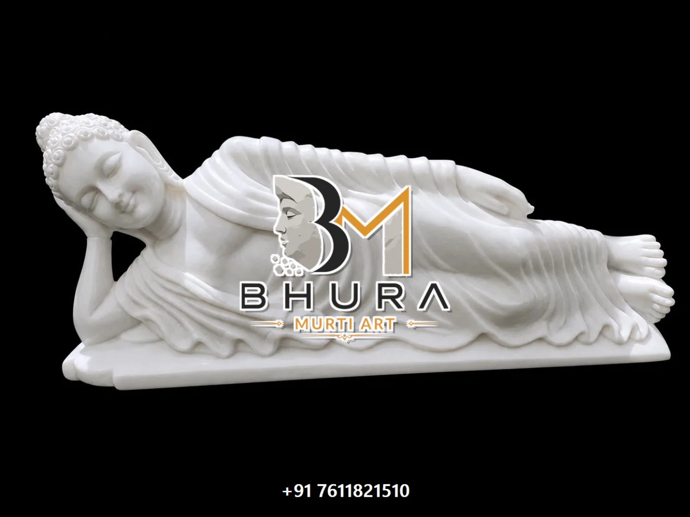 White Marble Meditation Buddha Statue Collection - handcrafted stone design view 3