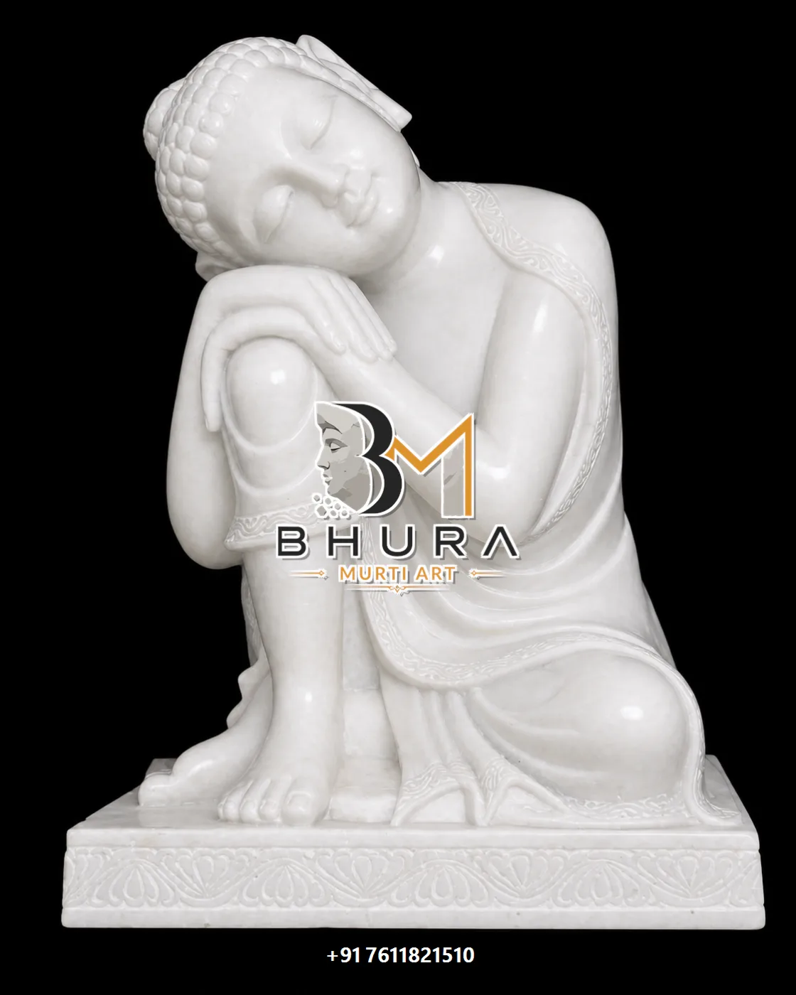 Peaceful Buddha Marble Sculpture Collection - handcrafted stone design view 5