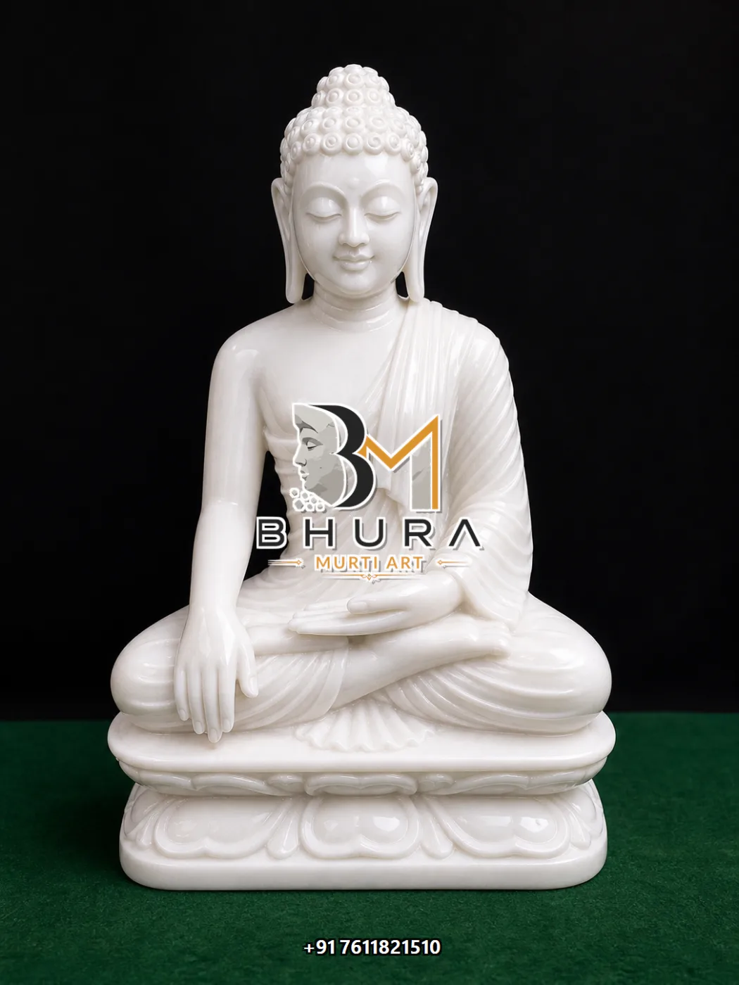 White Marble Buddha Idol for Meditation Collection - handcrafted stone design view 2