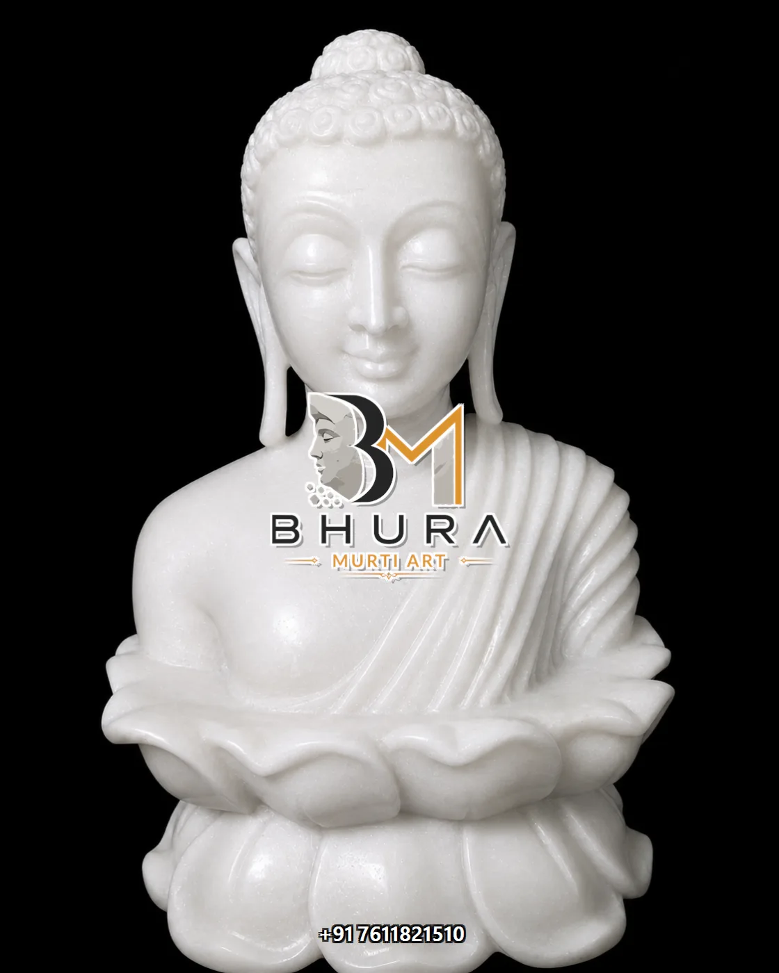 White Marble Buddha Idol for Meditation Collection - handcrafted stone design view 4