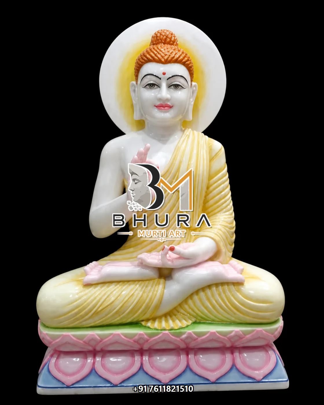 White Marble Buddha Idol for Meditation Collection - handcrafted stone design view 5