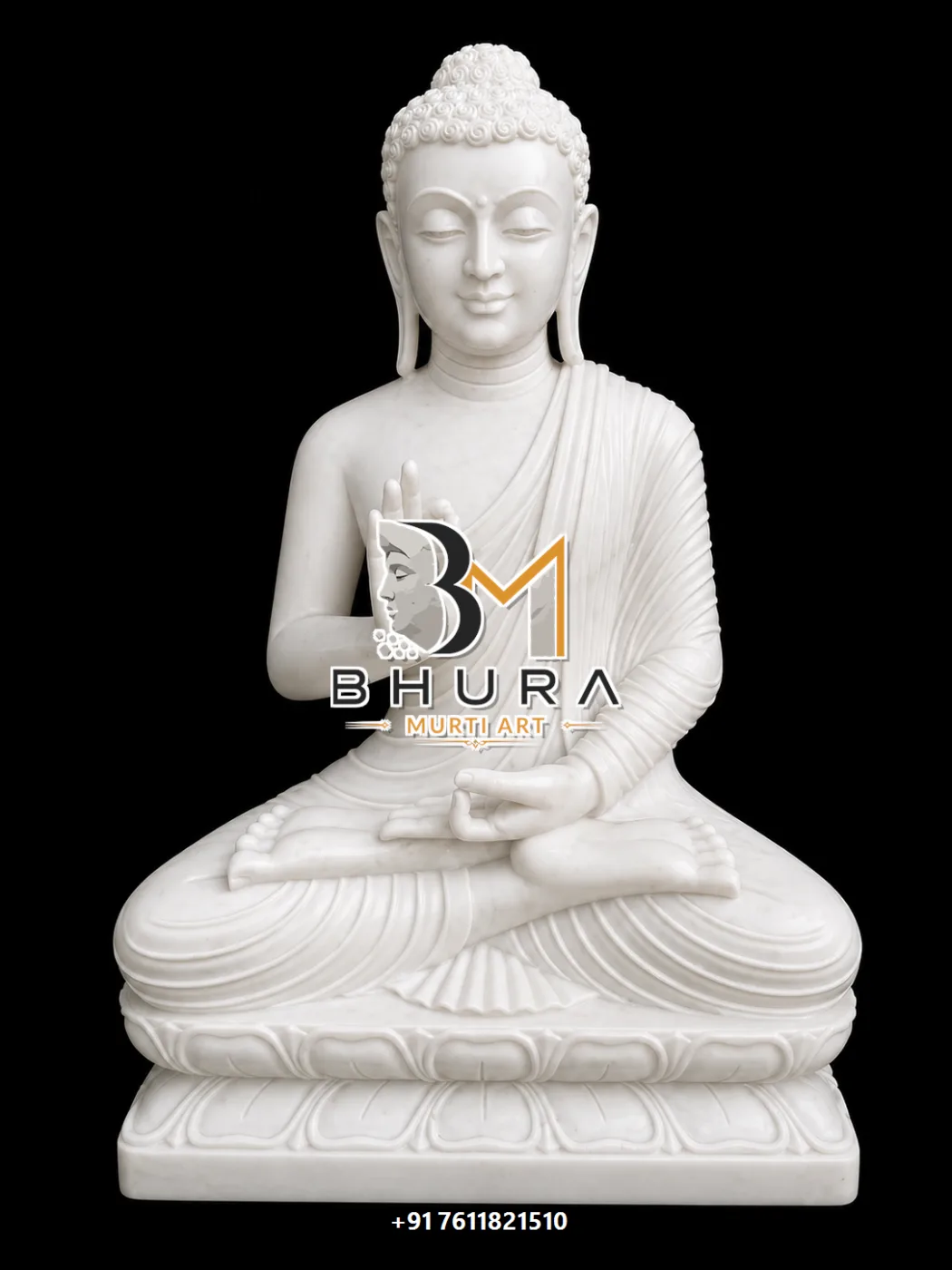 Temple-Style Buddha Marble Statue Collection - handcrafted stone design view 4