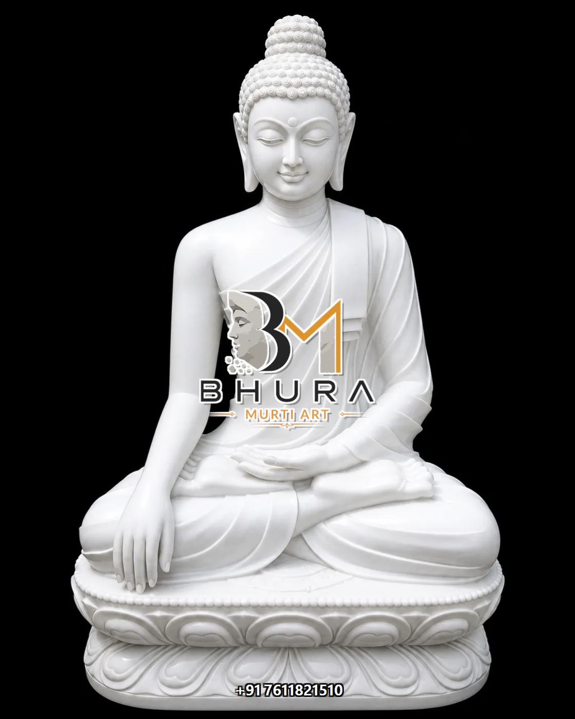 Temple-Style Buddha Marble Statue Collection - handcrafted stone design view 5
