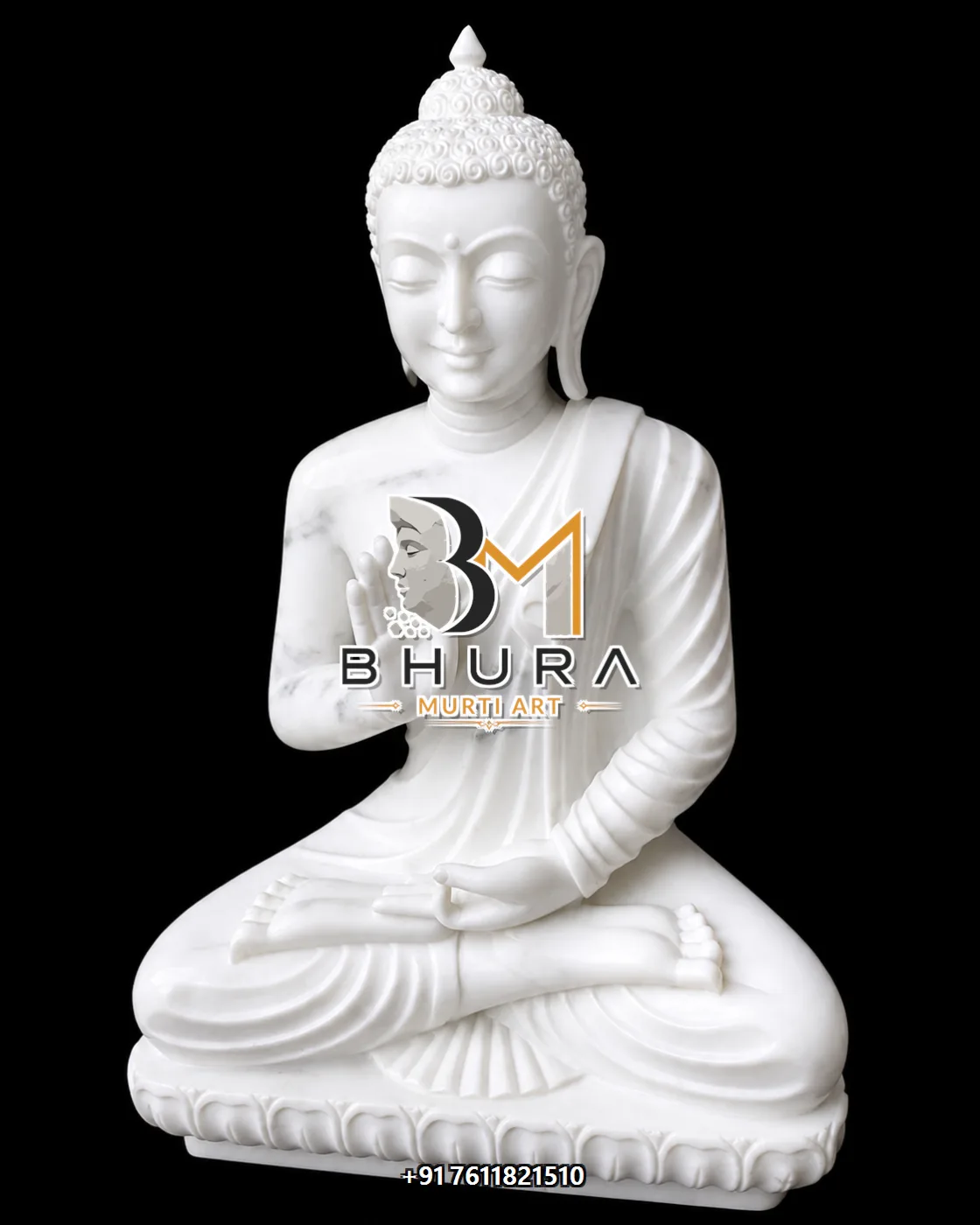 Decorative White Buddha Idol Collection - handcrafted stone design view 5