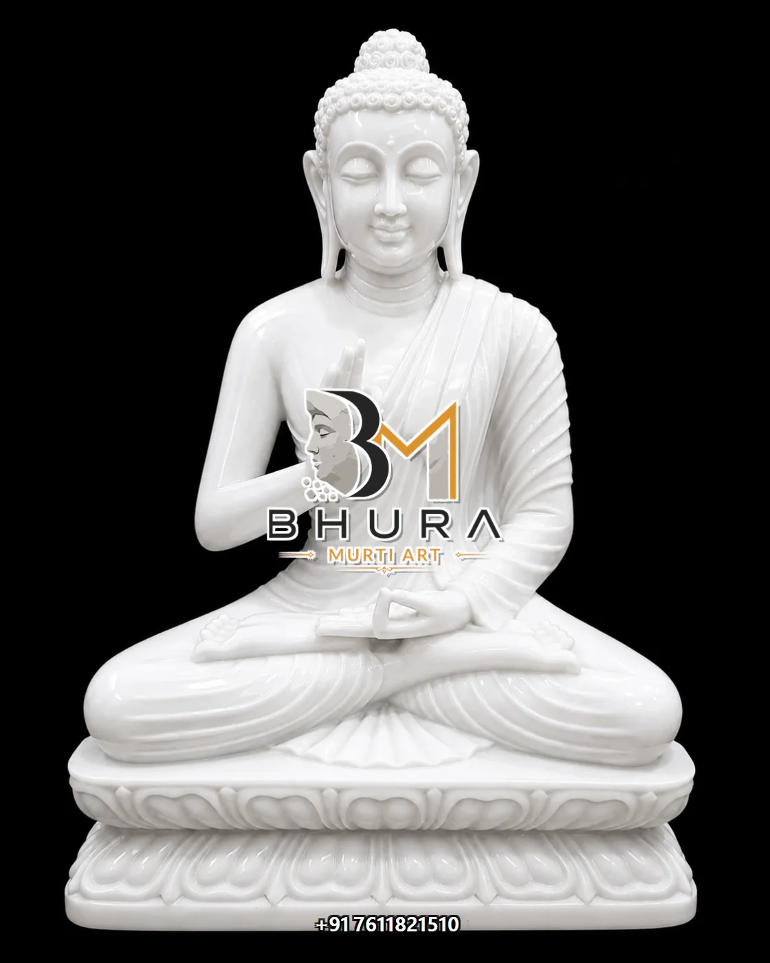 Elegant Lord Buddha Marble Sculpture Collection - handcrafted stone design view 3