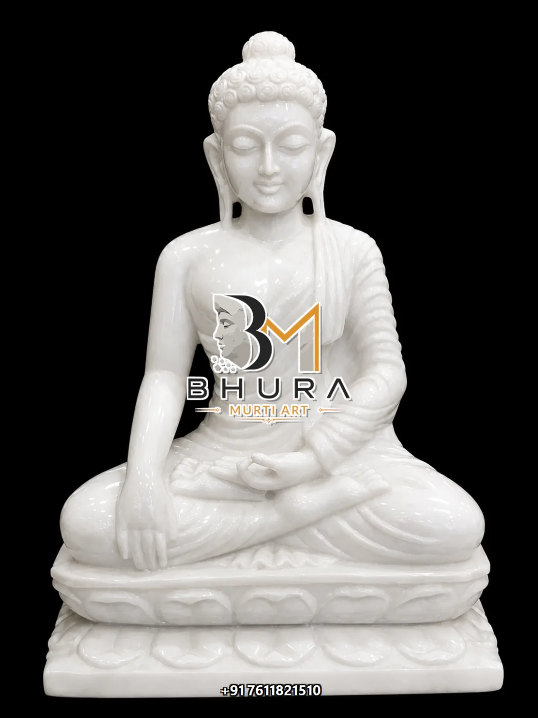 Elegant Lord Buddha Marble Sculpture Collection - handcrafted stone design view 4