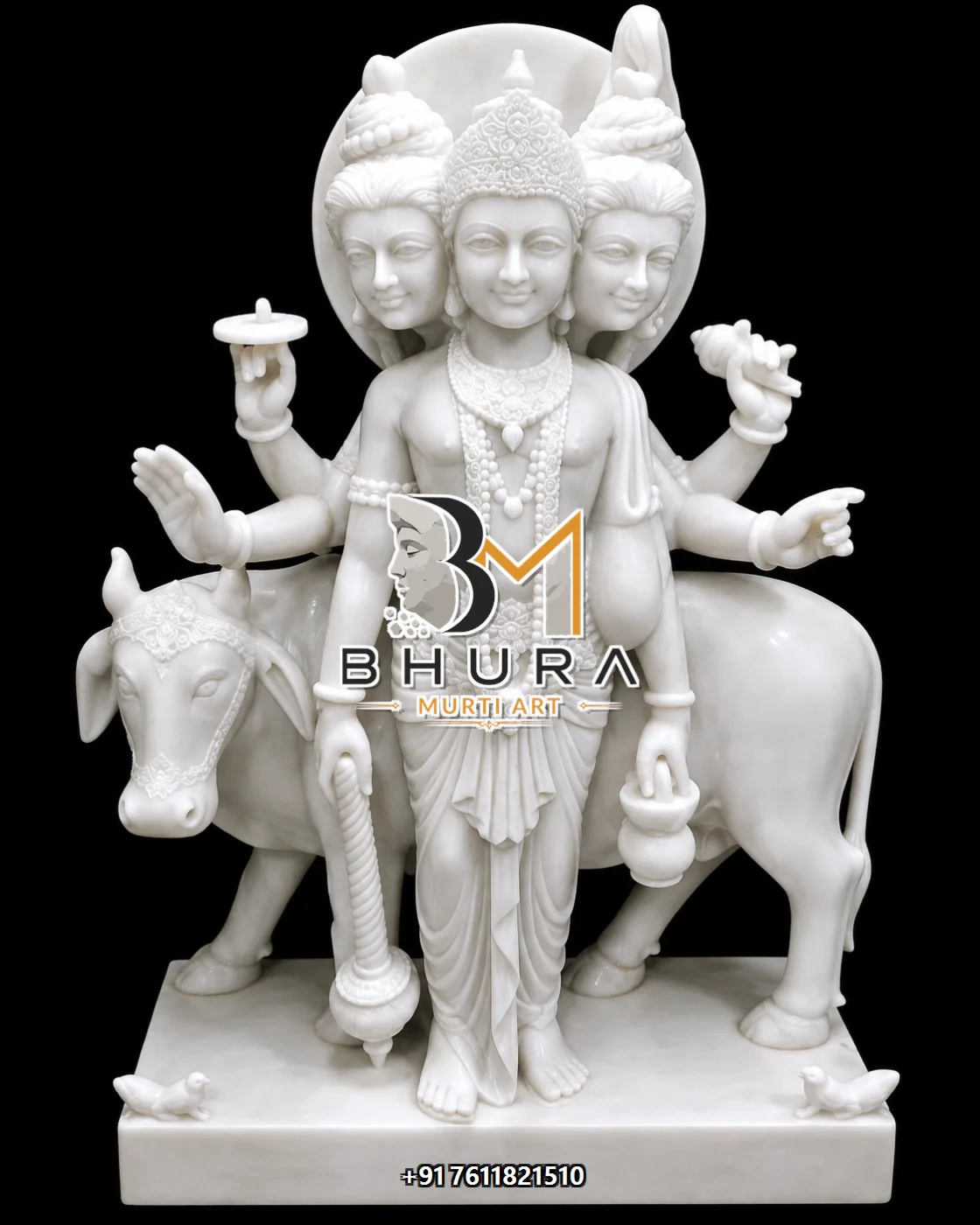 Dattatreya Hand-Carved Makrana Divine Collection - design variant 3