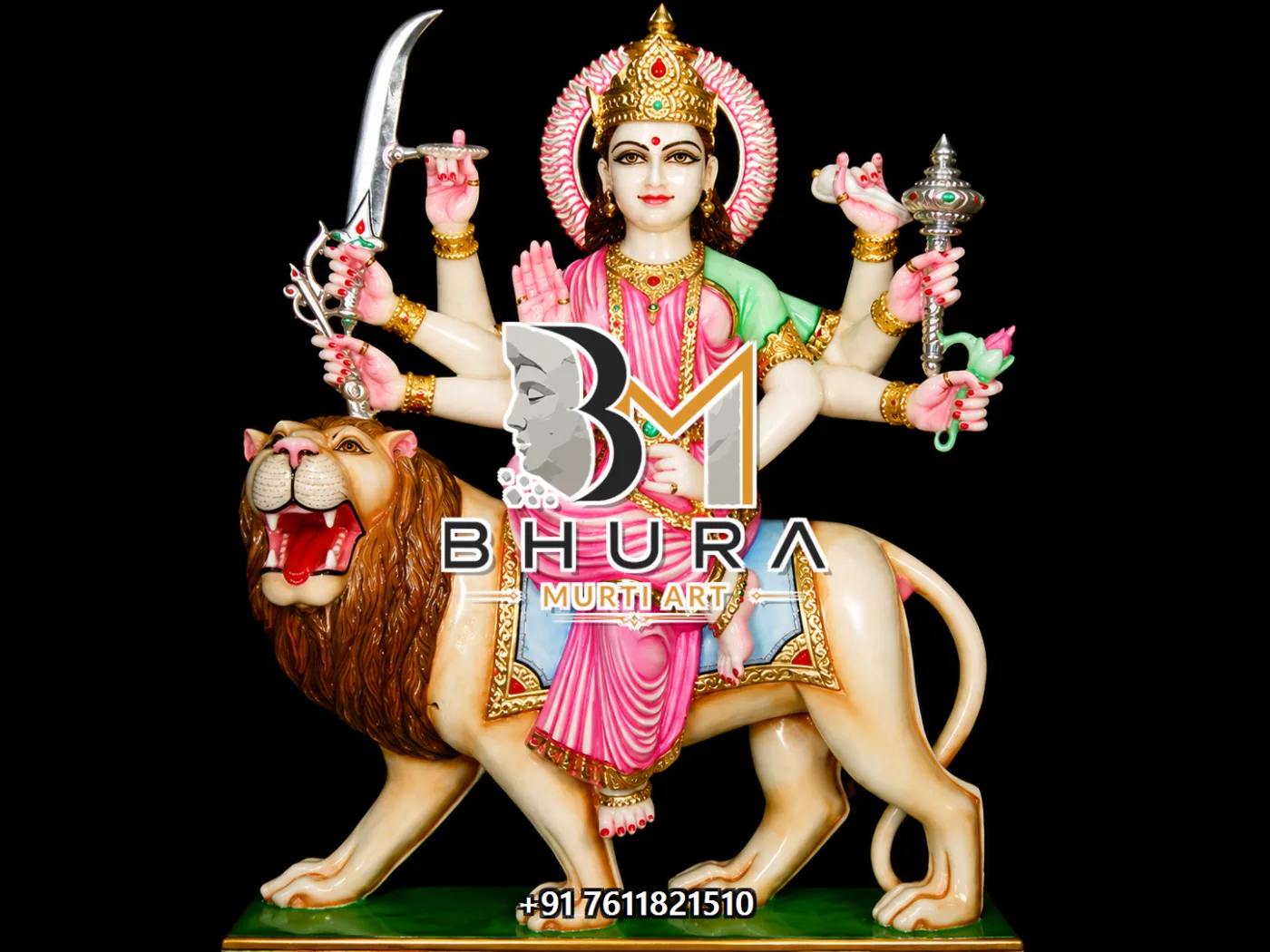 Durga Maa Pink Saree Lion Variant Collection - design variant 2