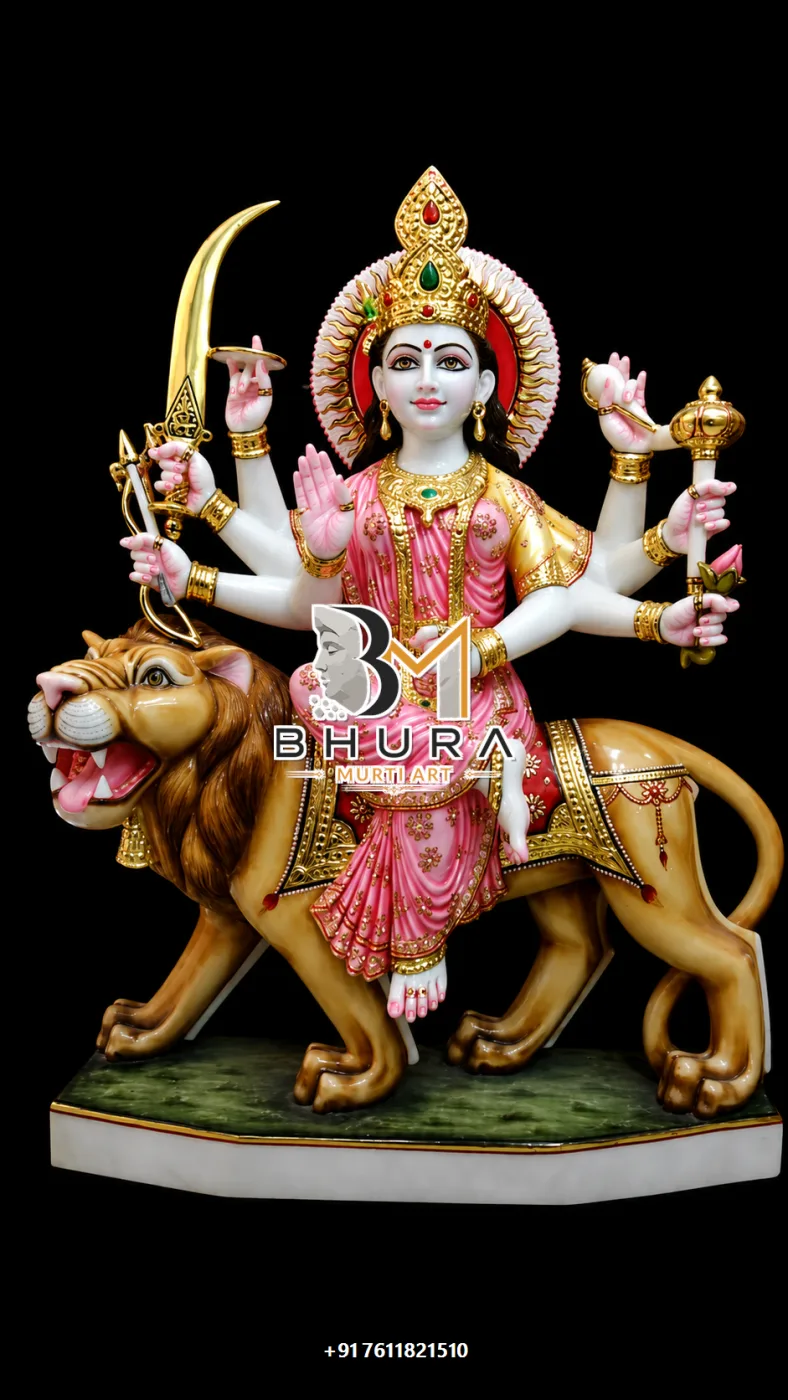 Durga Maa Pink Saree Lion Variant Collection - design variant 4