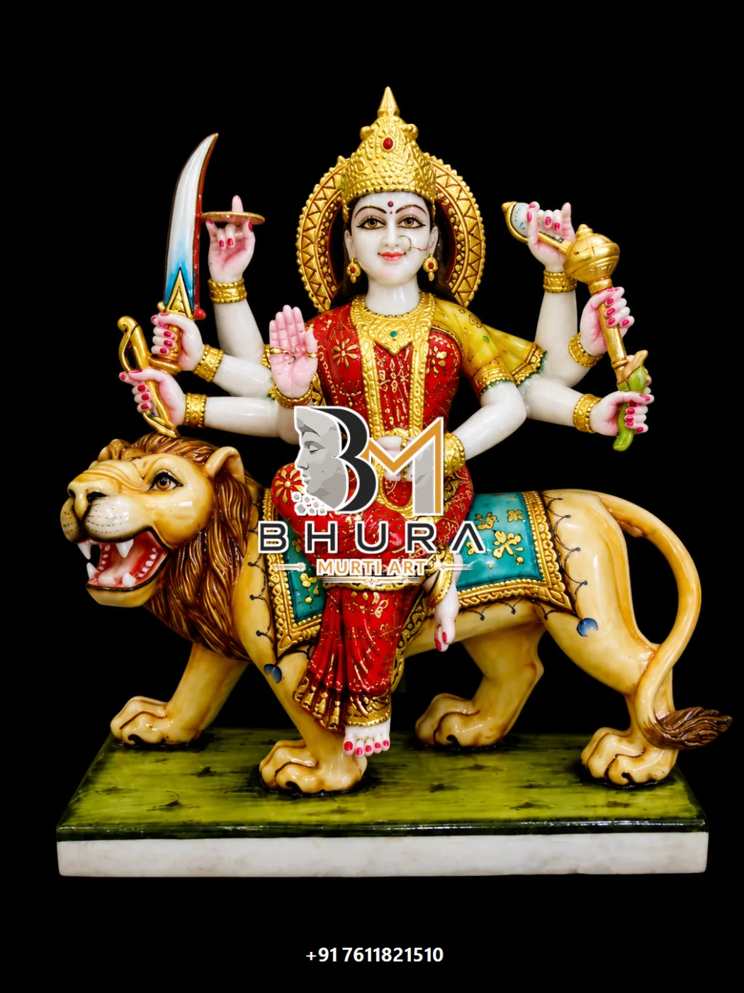 Durga Maa Red Gold Lion Variant Collection - design variant 2