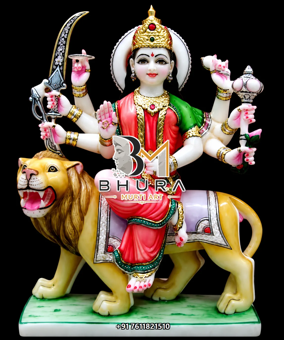 Durga Maa Red Green Lion Variant Collection - design variant 4