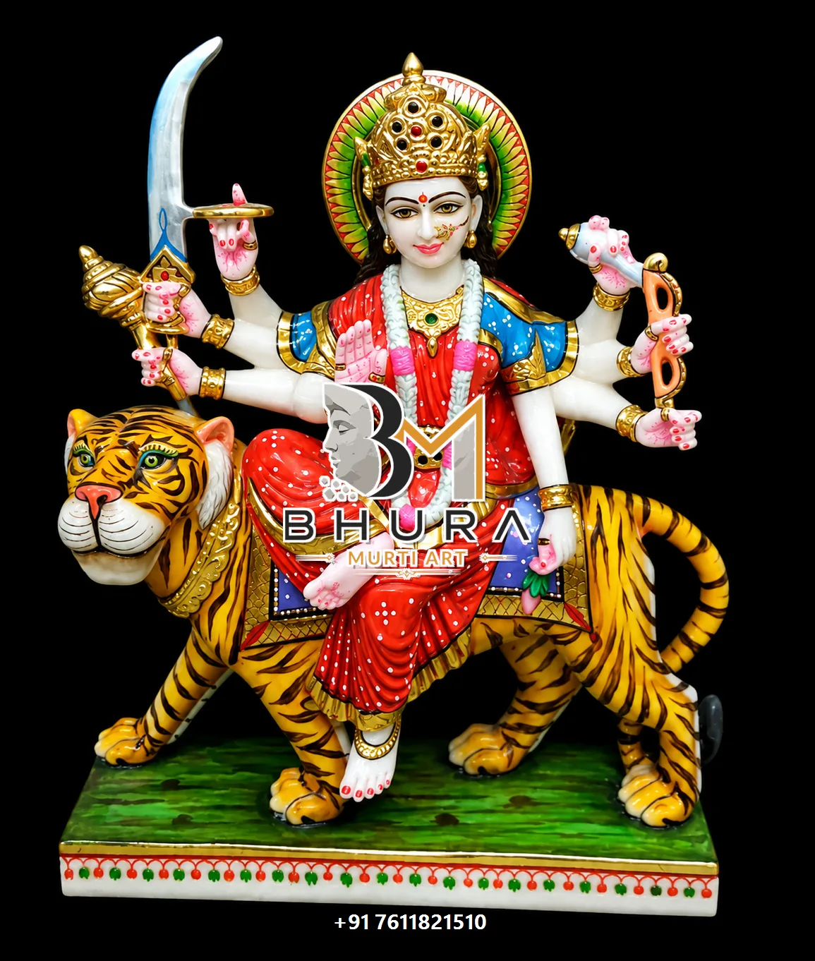 Durga Maa Red Saree Tiger Variant Collection - design variant 2