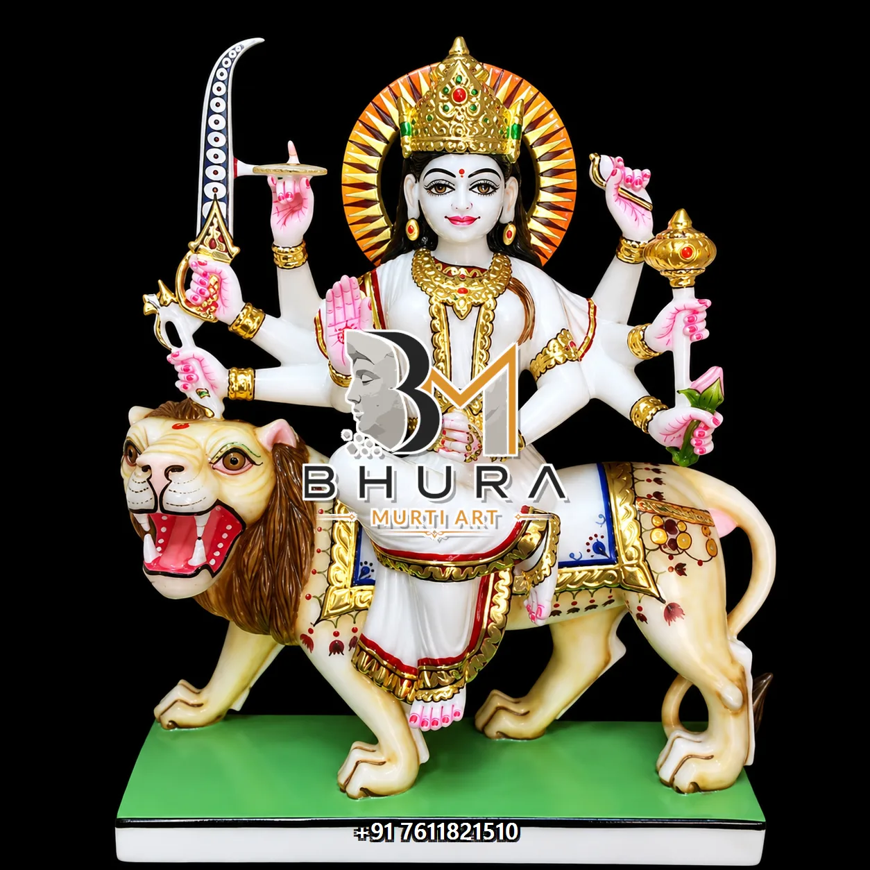 Durga Maa Shwet Marble Lion Collection - design variant 5