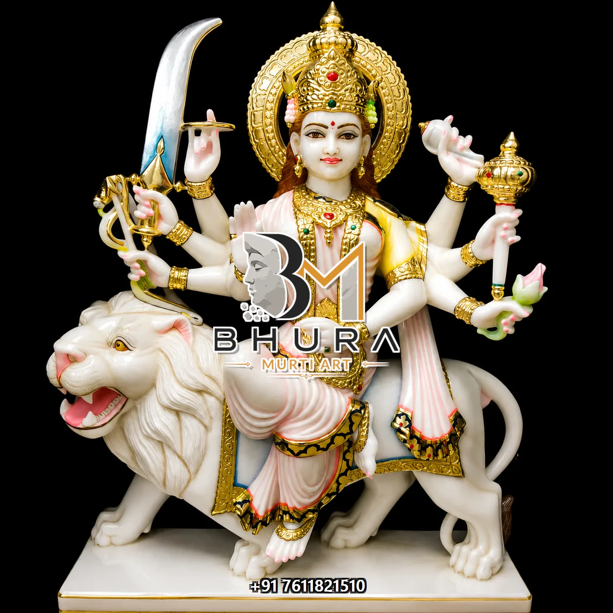 Durga Maa Pink Gold Lion Variant Collection - design variant 4
