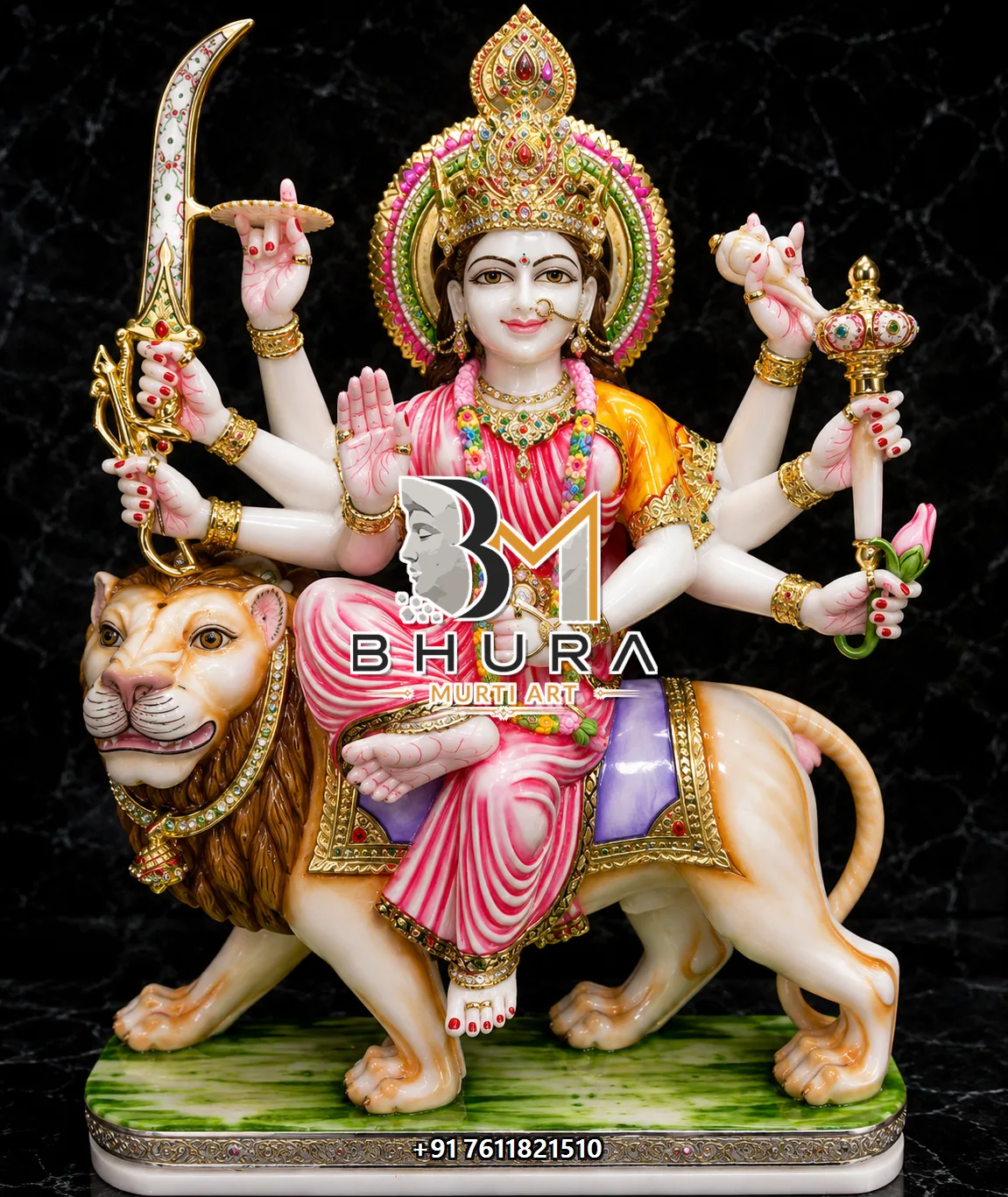 Durga Maa Natural Makrana Lion Collection - design variant 3
