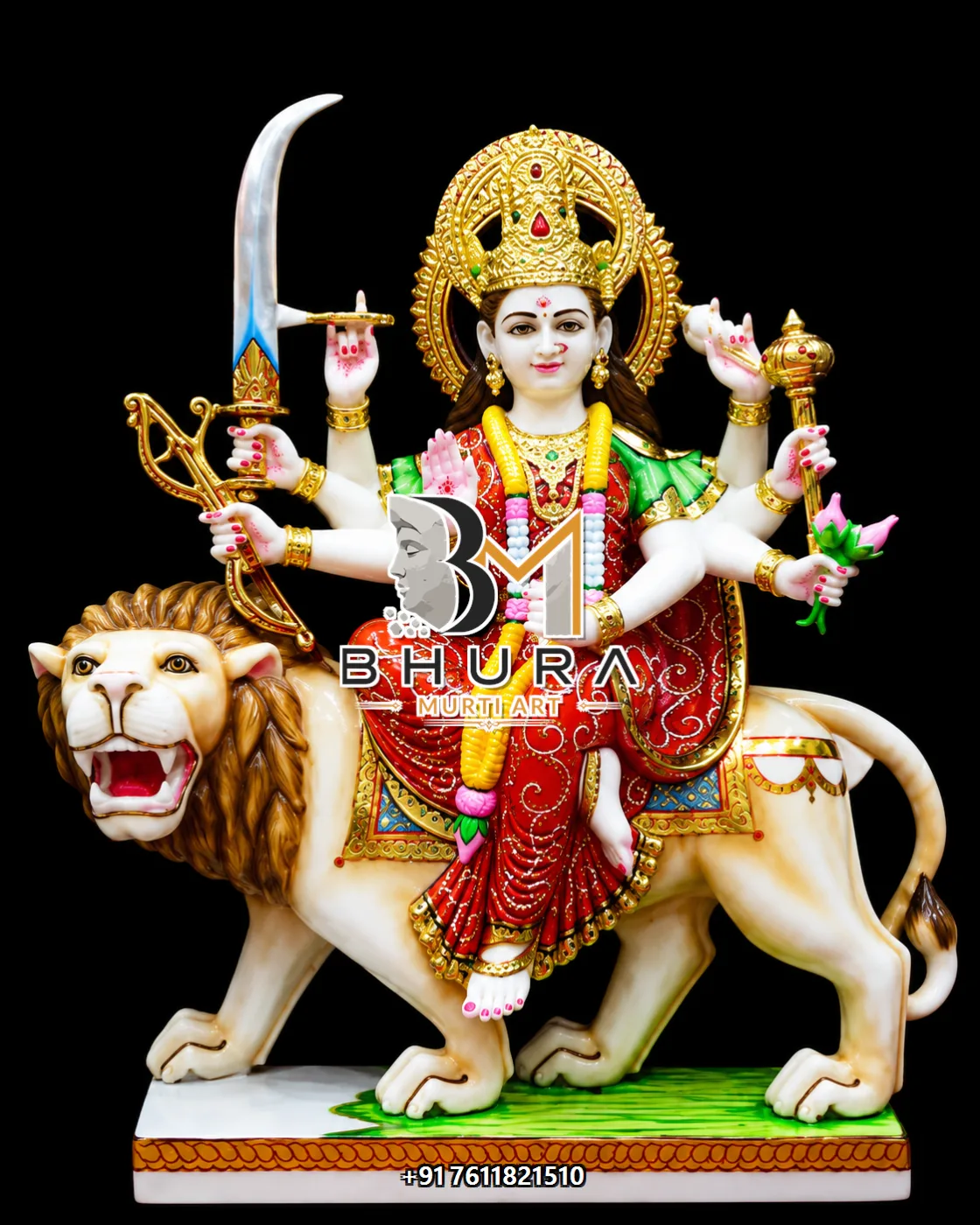 Durga Maa Ivory Gold Lion Variant Collection - design variant 3