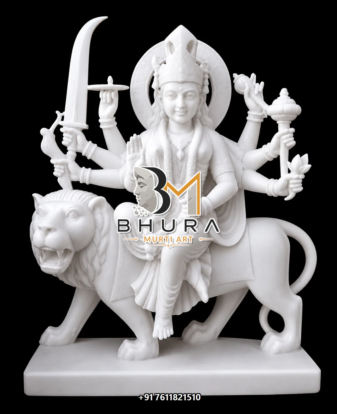 Durga Maa White Gold Royal Collection - design variant 5