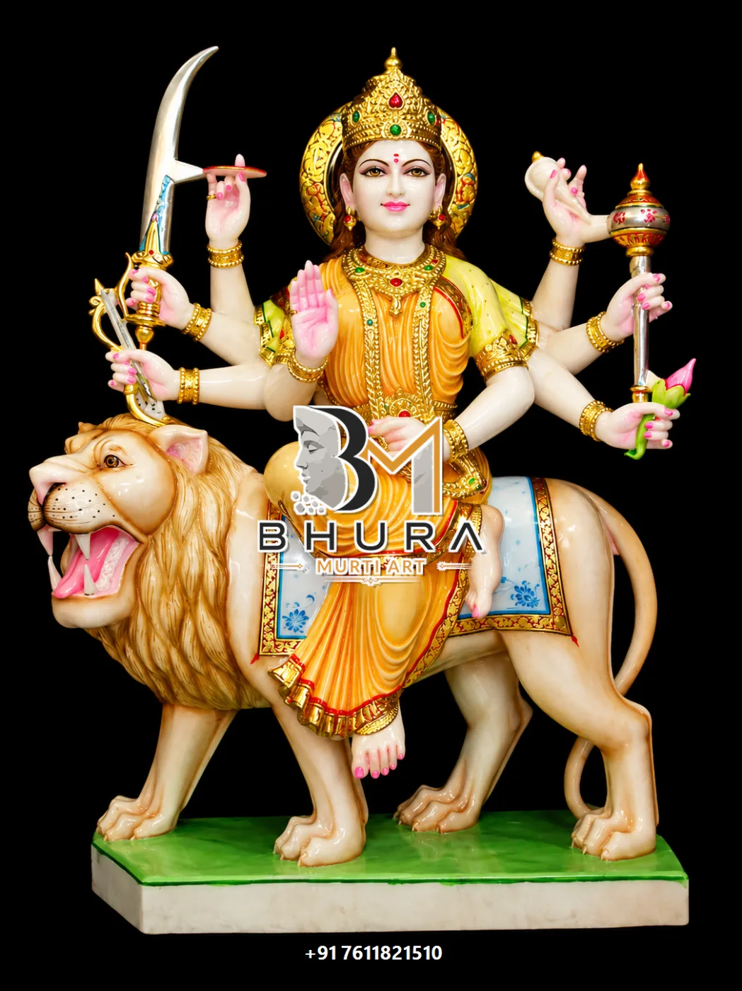 Durga Maa Orange Gold Lion Collection - design variant 2