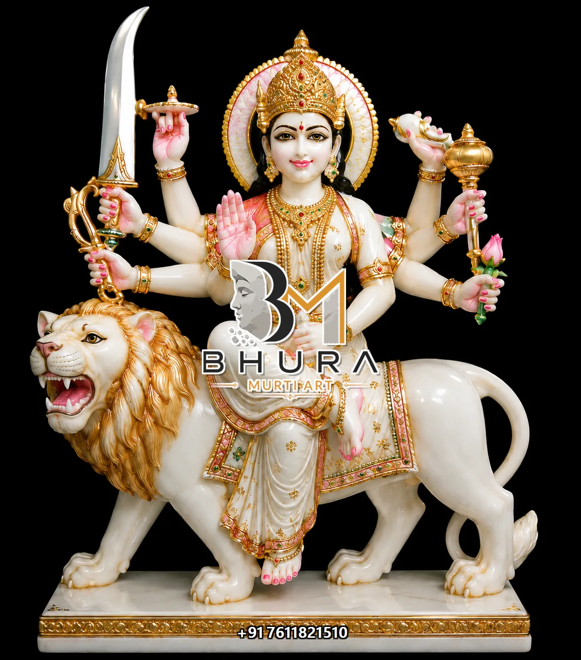 Durga Maa Orange Gold Lion Collection - design variant 4