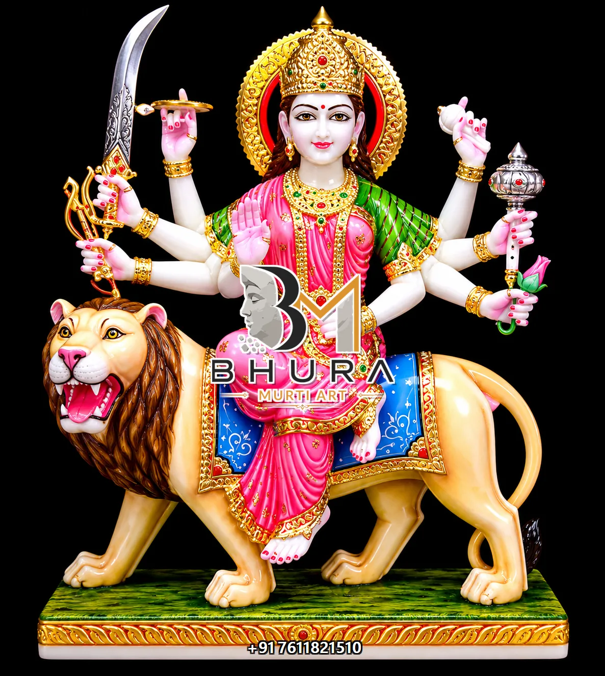 Durga Maa Orange Gold Lion Collection - design variant 5