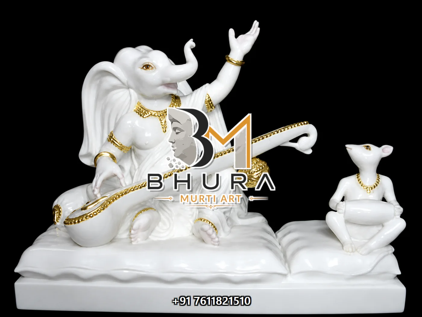 White Marble Ganesha Reclining Lotus Collection - design variant 2