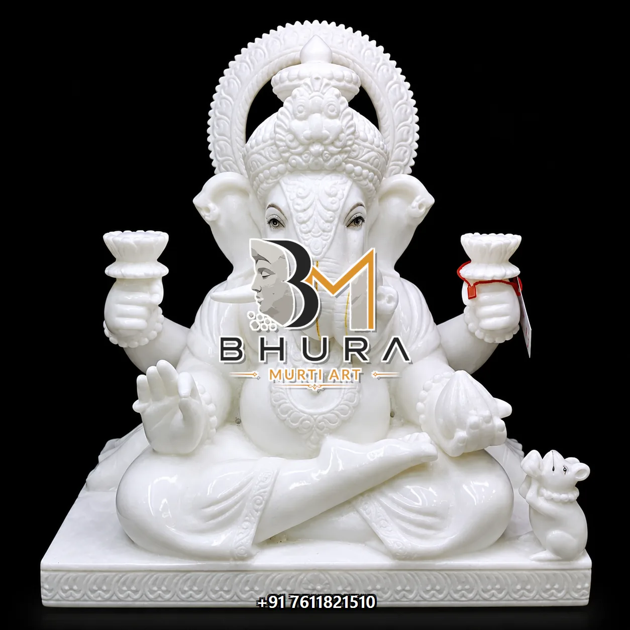 White Marble Ganesha Reclining Lotus Collection - design variant 4
