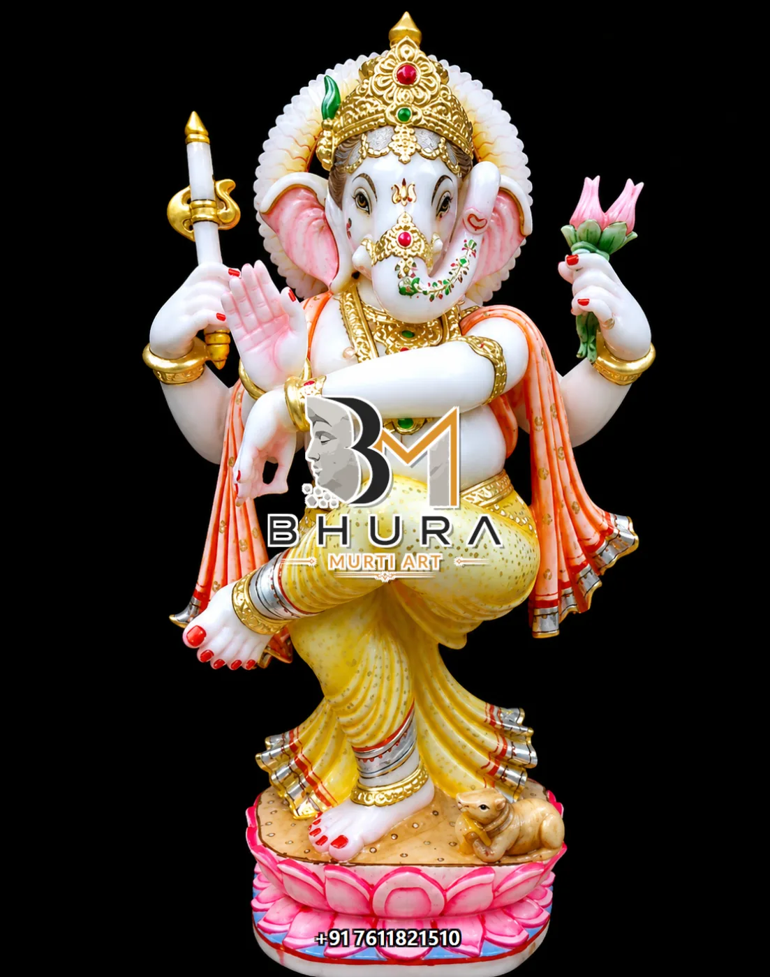 White Marble Ganesha Ornate Arch Variant Collection - design variant 2