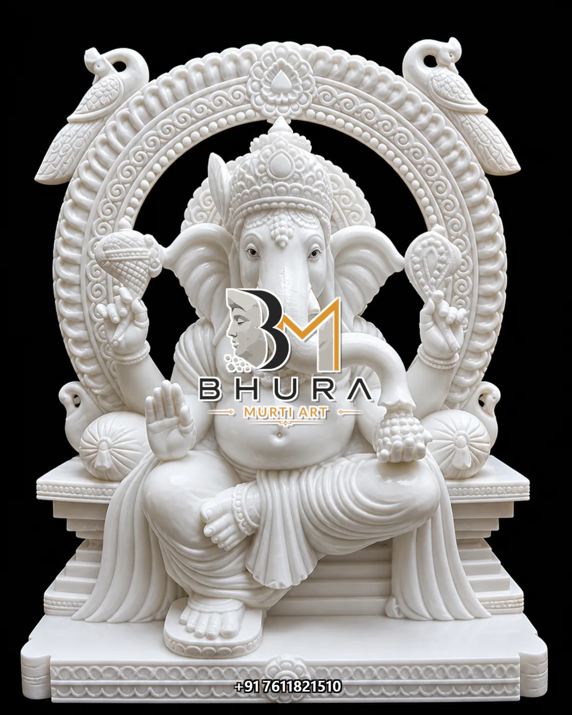 Shwet Marble Ganesha Temple Prabhavali Collection - design variant 2