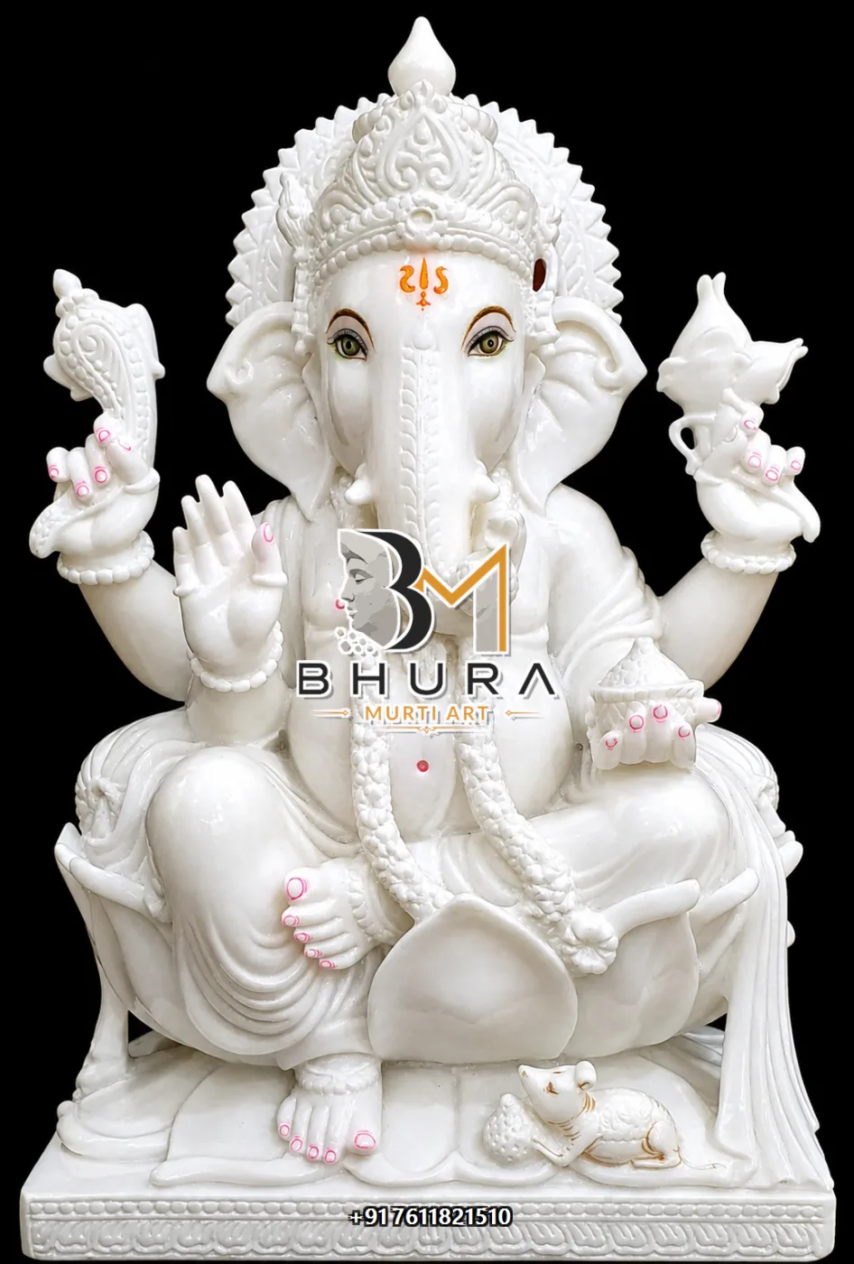 Shwet Marble Ganesha Temple Prabhavali Collection - design variant 3