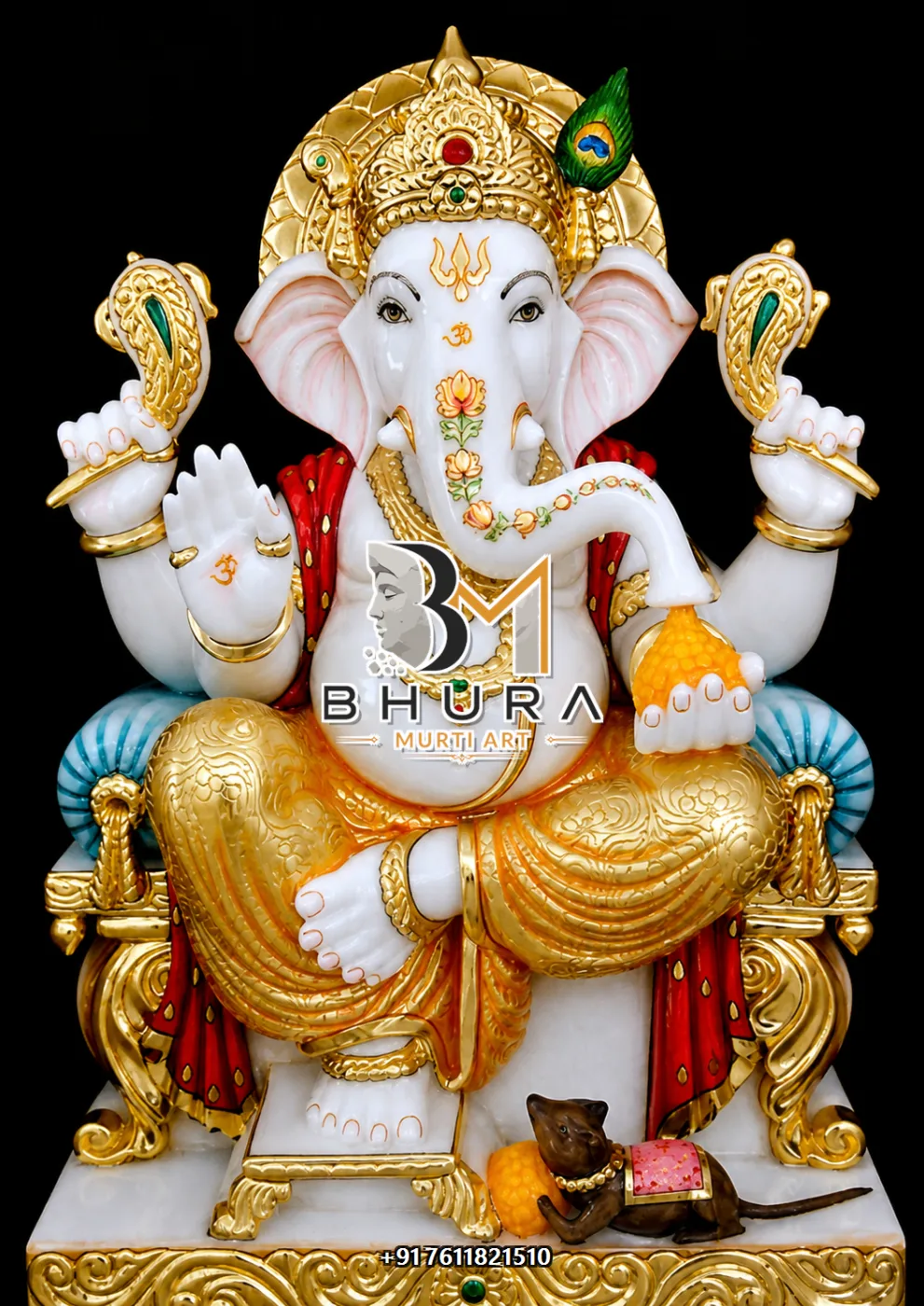 White Gold Ganesha Royal Throne Collection - design variant 2