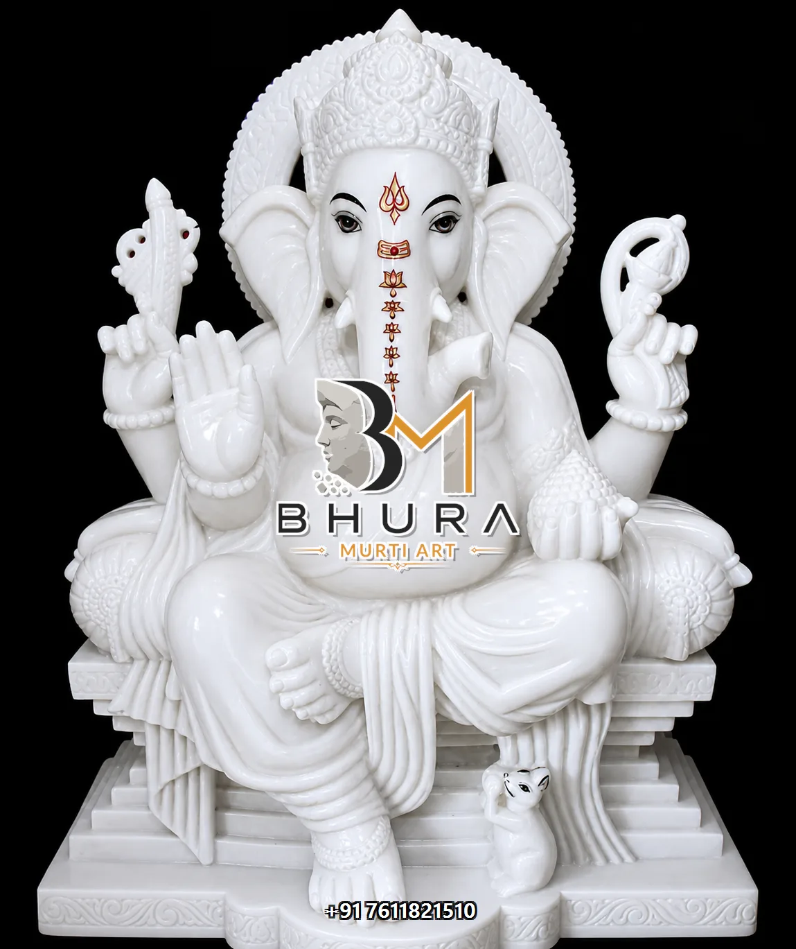 White Gold Ganesha Royal Throne Collection - design variant 5