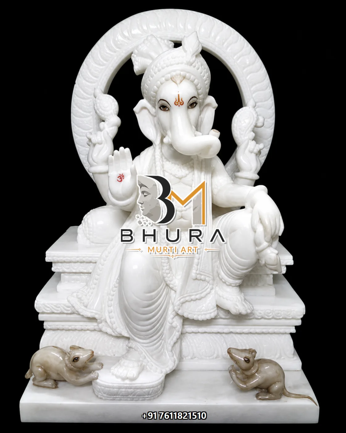 White Marble Ganesha Panchmukhi Halo Collection - design variant 2