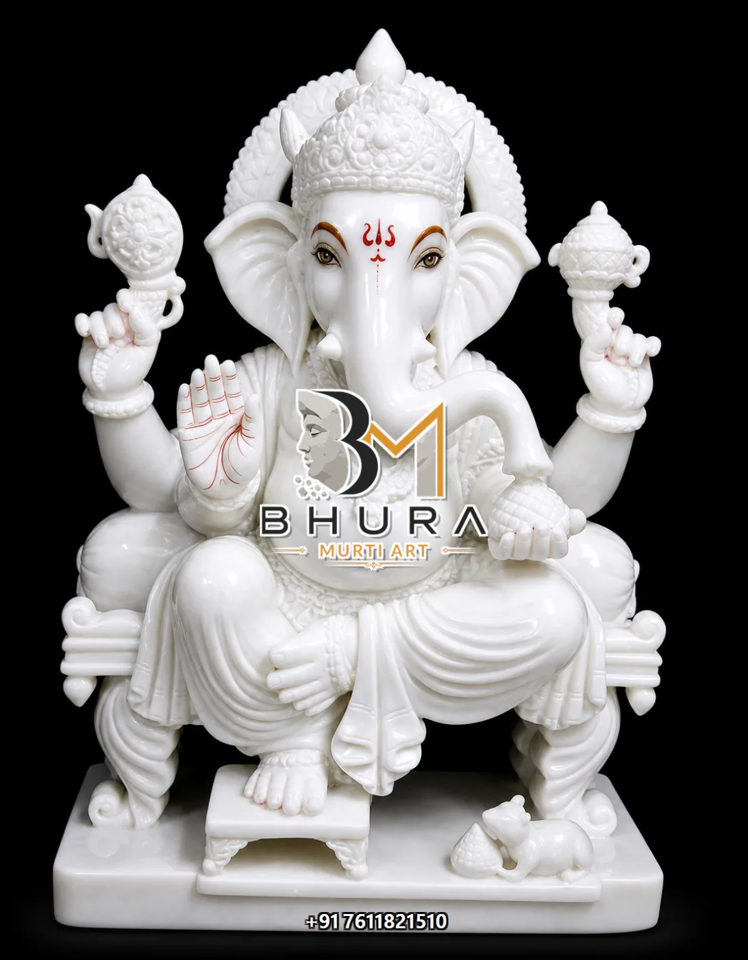White Marble Ganesha Panchmukhi Halo Collection - design variant 4