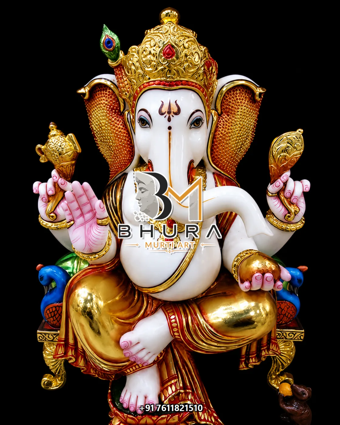 White Gold Ganesha Royal Seat Collection - design variant 2