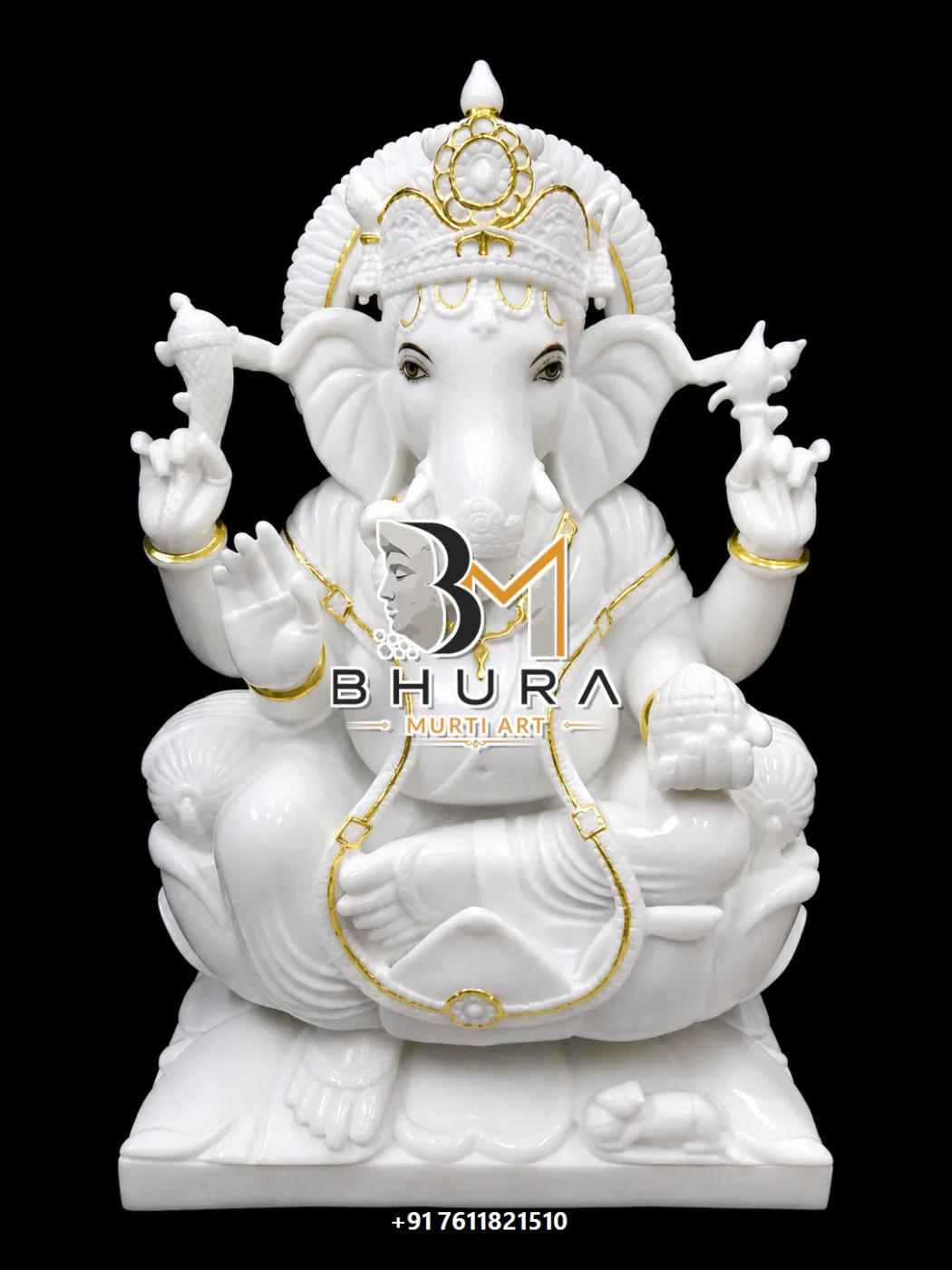 White Gold Ganesha Royal Seat Collection - design variant 5